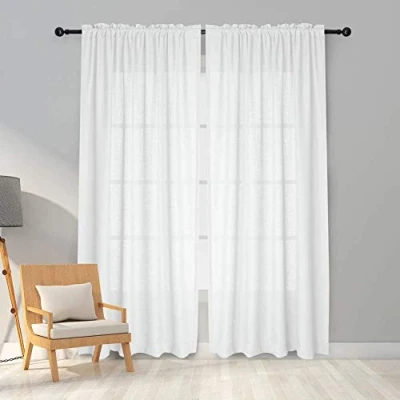 Imagen de Melodieux Cortinas Visillos Blancas para Dormitorio Translúcidas Salón 2 Piezas, 140x245cm