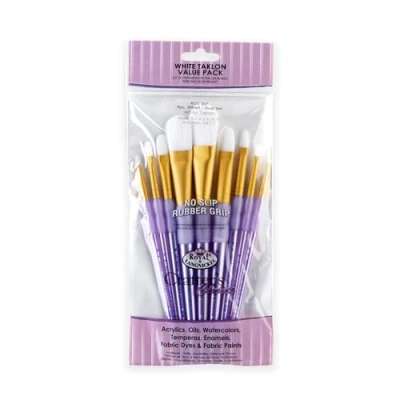 Imagen de Royal &amp; Langnickel RCC 307 Set de brochas planas taklon blanco, 9 piezas