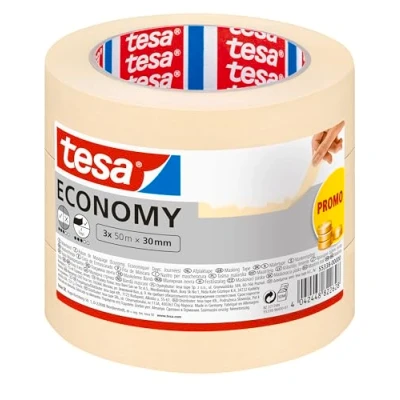 Imagen de tesa Cinta de Pintar ecoLogo ECONOMY Pintor, Removible Sin Residuos hasta 4 Días Después, Disolventes Estrecha, 3x 50 m x 30 mm