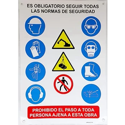 Imagen de FERRETELIX CARTEL SEÑAL LONA OBRA MULTISEÑAL 70 CM X 50 CON OJALES VERTICAL