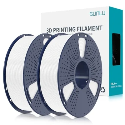 Imagen de SUNLU Filamento PLA+ 1.75 mm 2KG, para impresora 3d PLA Plus，Mejora de la resistencia,Neatly Wound, impresión PLA+, Precisión dimensional +/ 0.02mm, Blanco+Blanco