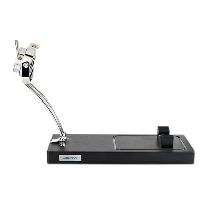 Imagen de ARCOS Jamonero Giratorio Profesional en Acero Inoxidable. Soporte de Jamón Basculante con Herrajes Acero. Base Corte para Piezas Grandes. 530 x 386 190 Mm. Color Plata y Negro