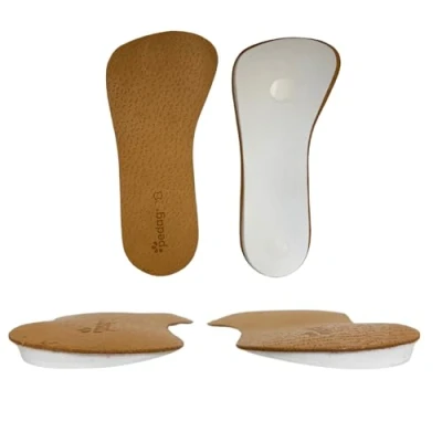 Imagen de pedag Correct Plus Cuña alemana hecha a mano de 3/4 longitud para sobresupinadores Plantilla ortopédica superior cuero curtido vegetal 1 par, XL (talla 11 13 hombre)