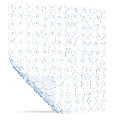 Imagen de SilverRack Alfombrilla de ducha antideslizante, 53 x cm, aspecto piedra transparente, sin BPA, lavable a máquina, resistente al moho