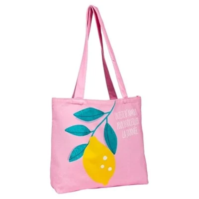 Imagen de Draeger Paris Tote Bag &quot;Zeste (en francés) Ligero, resistente y ultrasuave Interior espacioso de algodón 100% bandoleras resistentes cómodas Bolsa reutilizable