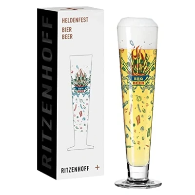 Imagen de Ritzenhoff 1011014 Vaso de cerveza (330 ml, serie Herodenfest, diseño nº 14, barbacoa y cerveza, redondo, multicolor, fabricado en Alemania, cobre, azul, rojo, verde, etc.)