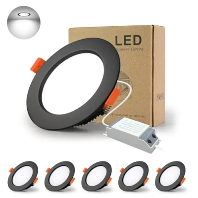 Imagen de BAGZY Downlight Led Negro Techo Empotrable, 5x 5W Foco Redondo=50W (500 LM) 6000K (Luz Blanco Frío), IP44,Recorte 70 80mm, AC 220 240V,Foco de Ultraplano para Dormitorio,Baño,Cocina