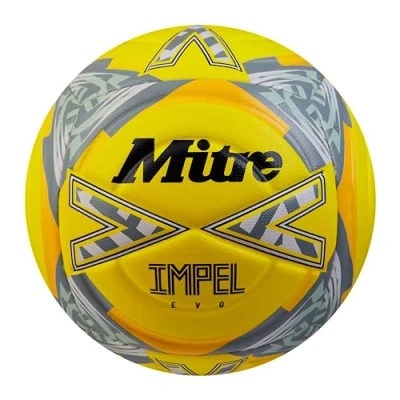 Imagen de Mitre Impel EVO balón de fútbol, Entrenamiento Duradero, tecnología Hyperseam, Talla 4, Amarillo flúor/Negro/Gris