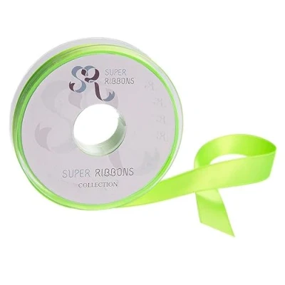 Imagen de SR SUPER RIBBONS®™ Cinta de satén doble cara 6 mm, 20 metros en carrete, color verde fluorescente