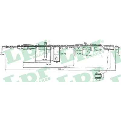 Imagen de LPR C0319B Cable de Freno Mano 1505/1335 Tambor HYUNDAI: Accent I Berlina