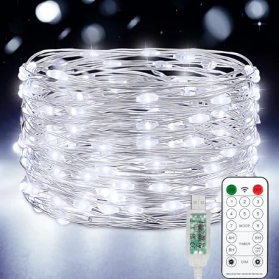 Imagen de Vacoulery Guirnalda Luces USB, 10M 100 LED de Cadena 8 Modos con Mando Timer Impermeable Para Habitacion Interior Bodas Fiesta Navidad