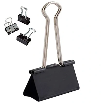 Imagen de D.RECT 360057 Set de 12 Clips para la Oficina Pinzas papel grandes metal 51mm Negro