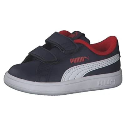 Imagen de PUMA Smash V2 L V Inf, Zapatillas Unisex niños, Peacoat White High Risk Red, 21 EU