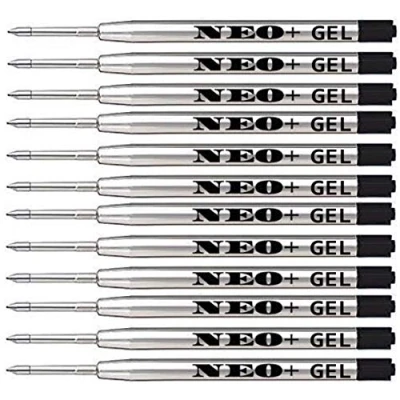 Imagen de Recambios de bolígrafo duraderos, punta tamaño fina, TINTA GEL negra, 12 unidades También válidos para bolígrafos Parker Recambio estilo G2, color NEGRO