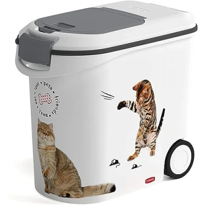 Imagen de CURVER Contenedor alimento 12 kg con ruedas, diseño Gatos