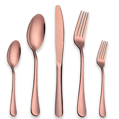 Imagen de Berglander juego de cubiertos acero inoxidable chapado en titanio oro rosa, 30 piezas, cobre, Servicio para 6 (30 piezas)