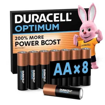 Imagen de Duracell Optimum Pilas AA (Pack de 8) Alcalinas 1,5 V Hasta 200 % Extra duración o potencia Para las necesidades los dispositivos modernos 100 reciclable LR6 MX1500