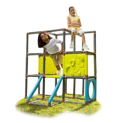 Imagen de BIG Kraxxl Marco de Escalada Estructura Infantil para Trepar Aire Libre, 246 Piezas, Tore Juego Escalar y Hacer Boulder, 140x140x140cm, A Partir 3 años (800055702), Color Gris