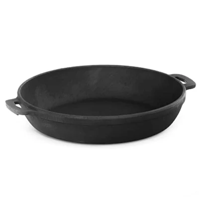 Imagen de Sartén de hierro fundido 34 cm con dos asas 4 alto para servir, asar, cacerola adecuada barbacoa gas, horno, hoguera, todo tipo