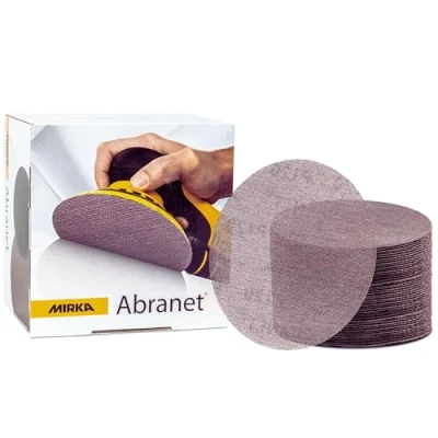 Imagen de Mirka Abranet discos de lija red Ø 150 mm Velcro / grano P120 50 piezas para lijar madera, masilla, barniz, plástico 5424105012