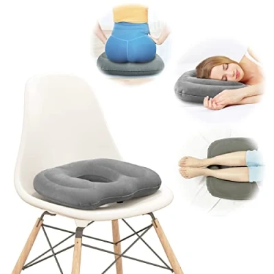 Imagen de Nevife Almohada inflable de dona, asiento ajustable para sentarse durante mucho tiempo, ayudar a aliviar la presión del tratamiento hemorroides, dolor coxis, ciática, posparto