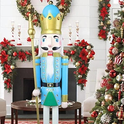 Imagen de ECOM CDL Cascanueces gigante de madera, diseño rey/soldado (121,92 152,4 182,88 cm)
