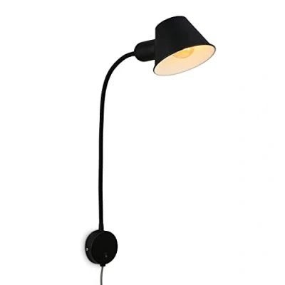 Imagen de Briloner lámpara de cama flexible, ajustable, interruptor palanca, 1x casquillo E27 máx. 10 vatios, incl. cable, negro, 55 cm