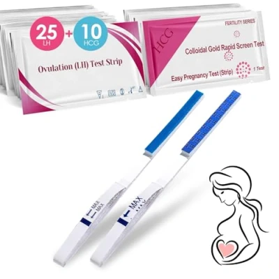 Imagen de 25 Pruebas de Ovulación y 10 Tests Embarazo, Test la miu/ml Sensibilidad óptima, Resultados Rápidos Precisos