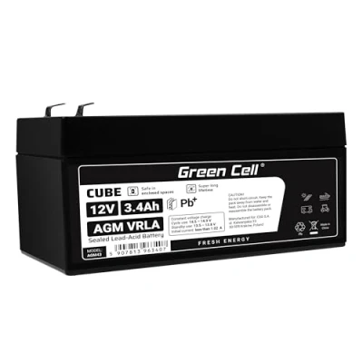 Imagen de Green Cell Recambio de Batería Gel AGM 12V 3.4Ah Rechargeable Pila Sellada Plomo ácido sin Mantenimiento Reemplazo para Sistemas Alarma Antirrobo Video vigilancia