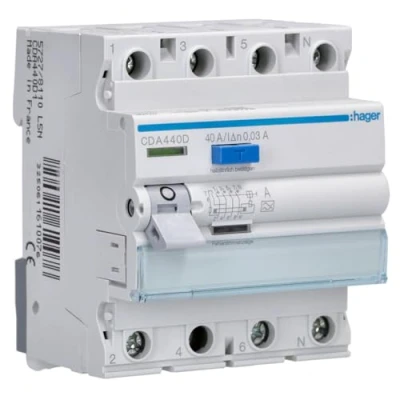 Imagen de Hager CDA440D RCD 4P 40A 30mA 6kA tipo A