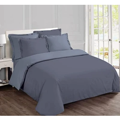 Imagen de VISION Juego de Cama Reversible 100% algodón, 1 Funda nórdica 220 x 240 cm y 2 Fundas Almohada 65 cm, Color Gris Perla