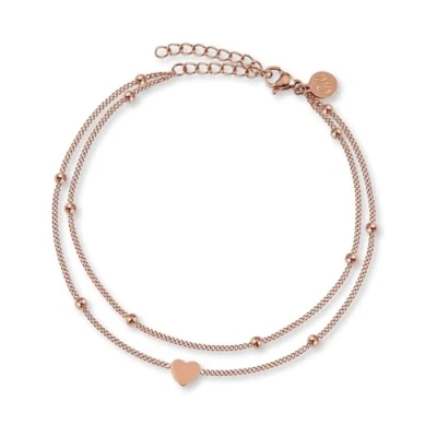 Imagen de GD GOOD.designs Tobillera Corazón para Señoras Rosado de varias hileras Ajustable I Joyas tobillo acero inoxidable filigrana en Oro Rosa