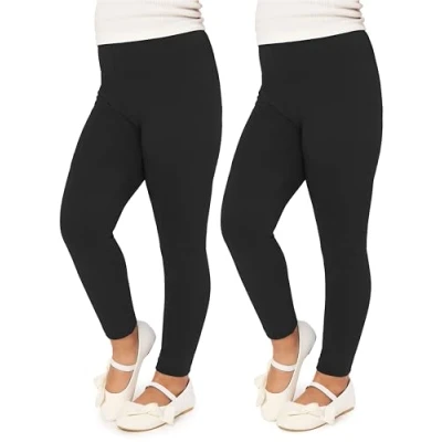 Imagen de Merry Style Leggins Mallas Pantalones Largos Ropa Deportiva Niña MS10 130 (Negro/Negro (2Pack), 140 cm)