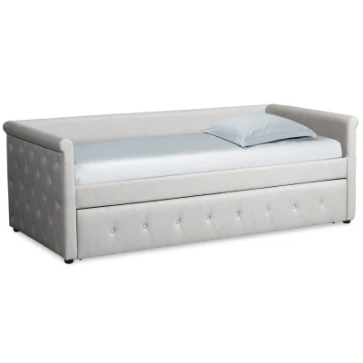 Imagen de Menzzo Garry Cama Individual, Madera, Tejido, Beige, Twin