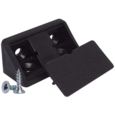 Imagen de SKIR&#039;CO (100 piezas) Soportes de estante negros 44 x 20 mm, soporte esquina muebles 90 grados, junta ángulo recto plástico, tornillos incluidos (100, negro)