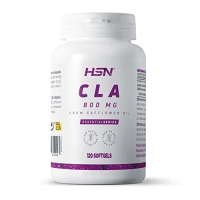 Imagen de HSN CLA 120 Perlas 2400 MG Real de Ácido Linoleico Conjugado por Dosis Diaria Estandarizado 80% Aceite Semilla Cártamo No GMO, Sin Gluten ni Lactosa