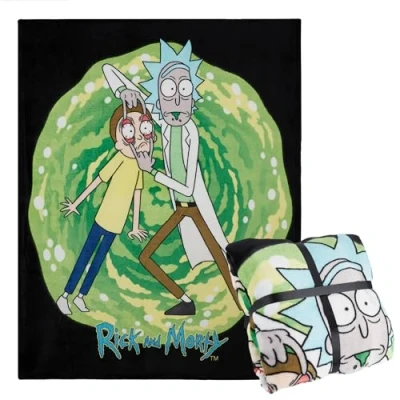 Imagen de Mantas para Cama de Rick y Morty Manta Sofa Grande 150 x 130 cm, Morty, Polar Suave, Regalos Navidad (Verde/Negro)