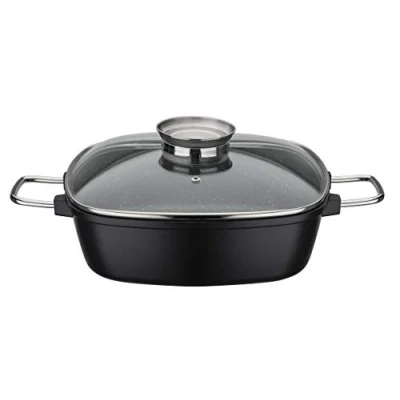 Imagen de GSW 414579 Gourmet Granit Fuente de horno cuadrada (28 x 28 cm, aluminio, cristal), color negro