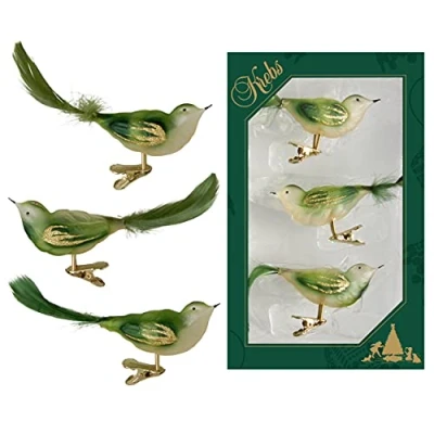 Imagen de Krebs Glas Lauscha Bird Species Transparent, Green, 11cm on Clip