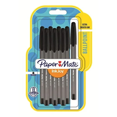 Imagen de Paper Mate Inkjoy 100 Bolígrafo de punta media, color negro, 8 unidades