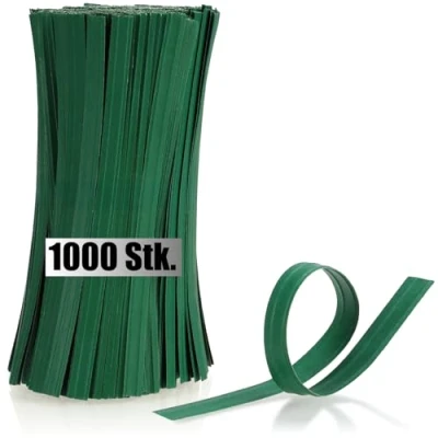 Imagen de com four® 1000x Tiras de encuadernación Papel Alambres Verdes con núcleo Alambre Doble, 15 cm Cada uno para sujeción Plantas, floristería (15 1000x)
