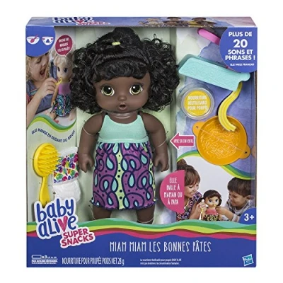 Imagen de Baby Alive Miam Muñeca de Pelo Negro, Color Cabello, Talla única (Hasbro C09651010)