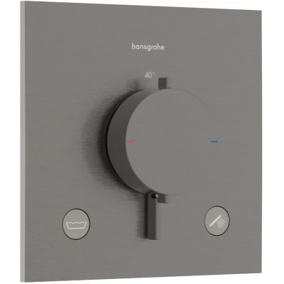 Imagen de hansgrohe Ecostat Comfort E 33716340 Termostato de ducha empotrable con combinación seguridad y bloqueo (SafetyStop) a 40 C, grifo para 2 consumidores, cromo negro