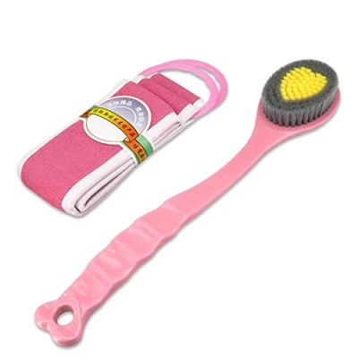 Imagen de QiCheng&amp;LYS Cepillo de Ducha Mano, con Mango Largo Suave y Cómodo Para Masaje o Exfoliación Piel Seca (Toalla Rosa Barro)