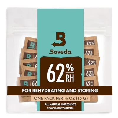 Imagen de Boveda Bolsitas para almacenar remedios naturales Control doble de la humedad 62% HR Tamaño 4 un máximo 15g Previene pérdida terpenos Pack 10