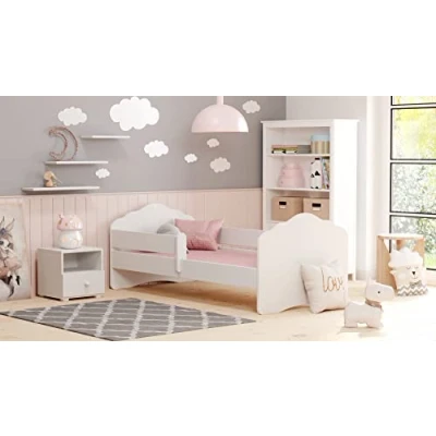 Imagen de KOBI Cama para Niños con Colchon FALA 160 x 80cm Camas Infantiles Blanco Niño Pequeña Niña Chica o Chico Muebles Habitación Juvenil Conjunto Completo