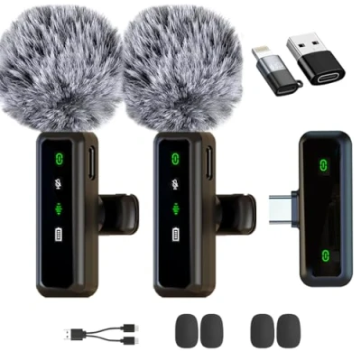 Imagen de XIXIXIAXIA Mini Micrófono Inalámbrico Solapa para iPhone/Teléfono Móvil Android/PC,Micrófono Lavalier Plug Play Inalambrico Grabaciones TikTok Transmisión en Vivo, Youtube, Facebook