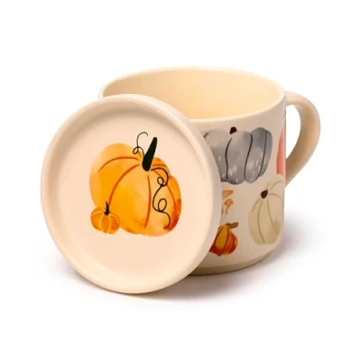 Imagen de Puckator Juego de taza porcelana y posavasos/tapa Calabaza Té, desayuno, café