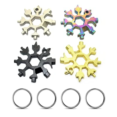 Imagen de 4 Pcs Multi Herramienta Copo de Nieve 18 en 1 Multiherramienta Acero Inoxidable, portátil Destornillador, Inoxidable Destornillador Llavero abrebotellas