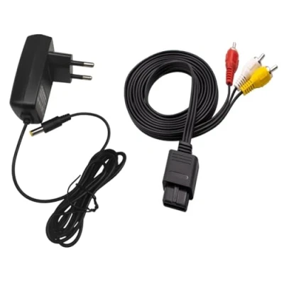 Imagen de Link e : Cargador de red + cable video compuesto AV para la consola juegos Super Nintendo SNES